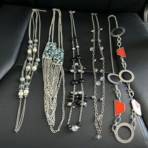 #16 silver tone necklaces bundle